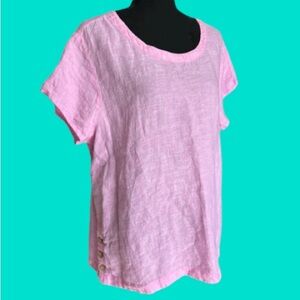 🌸CYNTHIA ROWLEY! 100% LINEN! PRETTY IN PINK! SO FEMININE PULL ON TOP! STUNNING!🌸